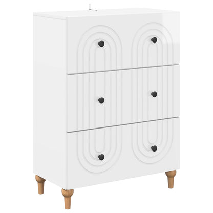 Drawer Cabinet High Gloss White 66 x 34.5 x 90 cm
