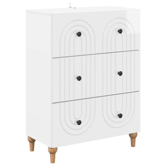 Drawer Cabinet High Gloss White 66 x 34.5 x 90 cm