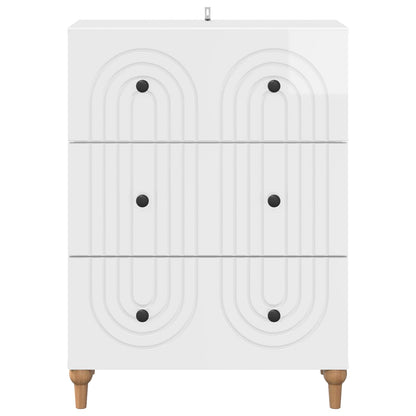 Drawer Cabinet High Gloss White 66 x 34.5 x 90 cm