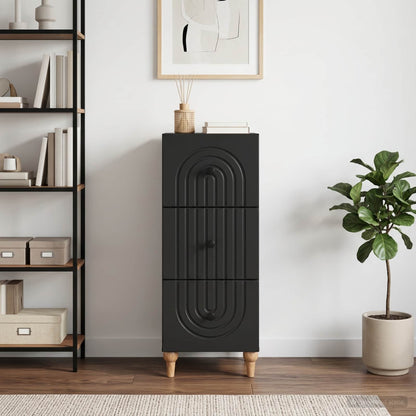 Drawer Cabinet Black 33 x 34.5 x 90 cm Engineered Wood
