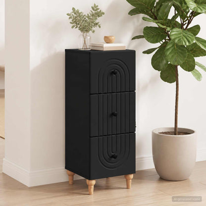 Drawer Cabinet Black 33 x 34.5 x 90 cm Engineered Wood