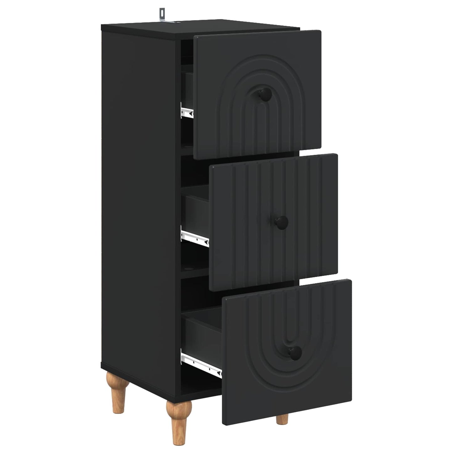 Drawer Cabinet Black 33 x 34.5 x 90 cm Engineered Wood