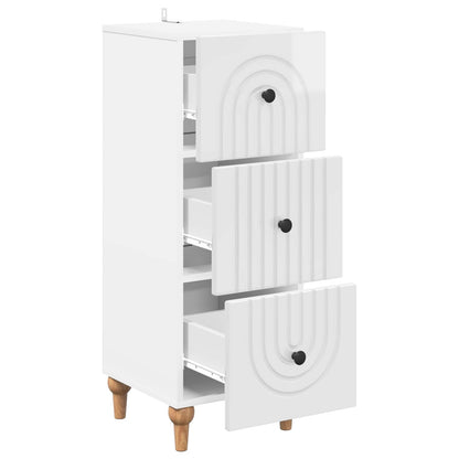 Drawer Cabinet High Gloss White 33 x 34.5 x 90 cm