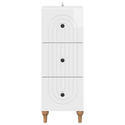 Drawer Cabinet High Gloss White 33 x 34.5 x 90 cm