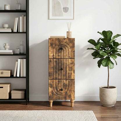 Drawer Cabinet Smoked Oak 33 x 34.5 x 90 cm Engineered Wood