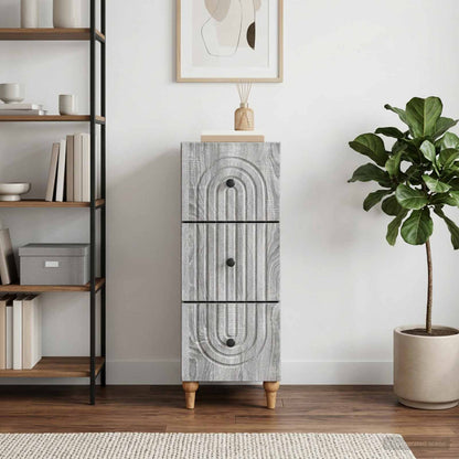 Drawer Cabinet Grey Sonoma 33 x 34.5 x 90 cm Engineered Wood