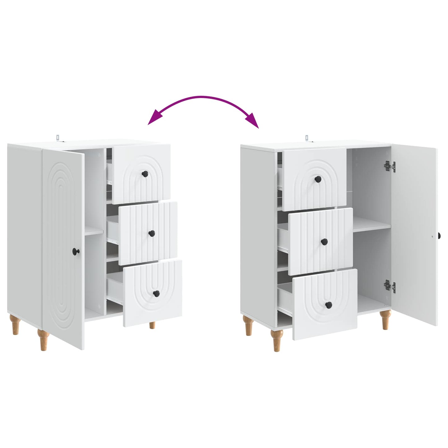Sideboard with Drawer White 66 x 34.5 x 90 cm Engineered Wood
