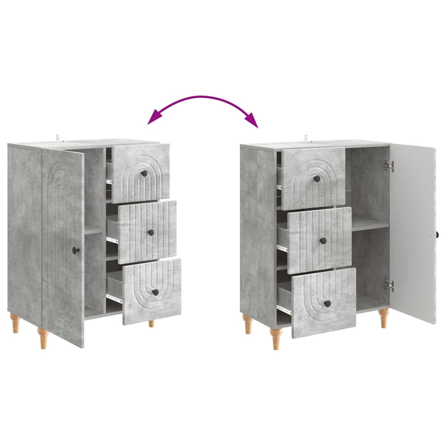 Sideboard Concrete Grey 66 x 34.5 x 90 cm Engineered Wood