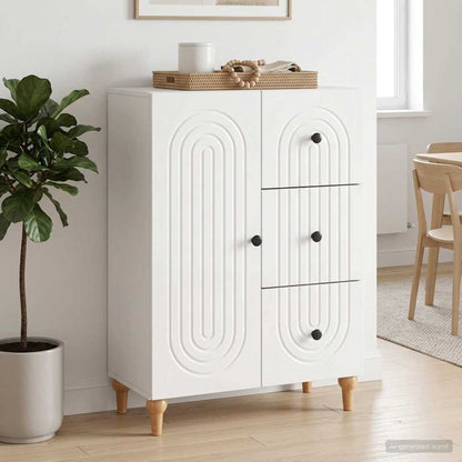 Sideboard High Gloss White 66 x 34.5 x 90 cm Engineered Wood