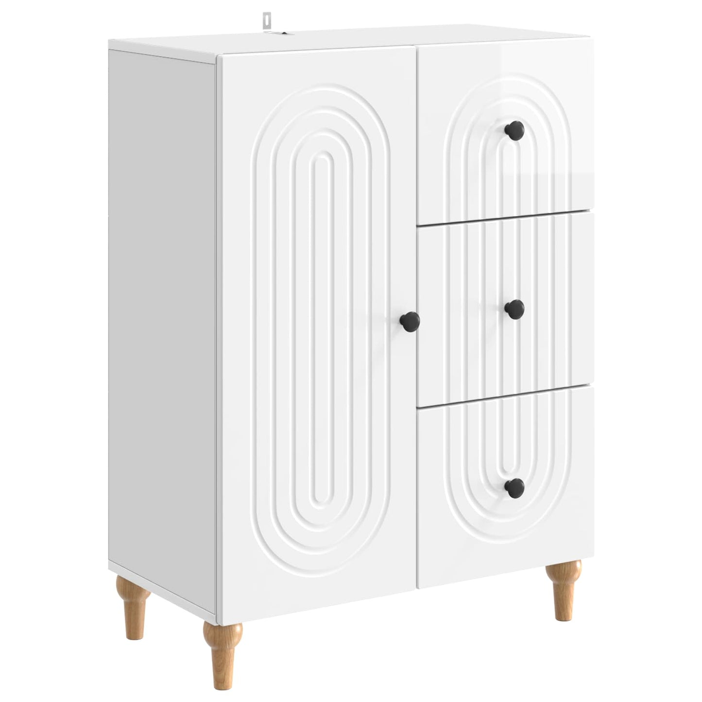 Sideboard High Gloss White 66 x 34.5 x 90 cm Engineered Wood