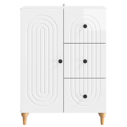Sideboard High Gloss White 66 x 34.5 x 90 cm Engineered Wood