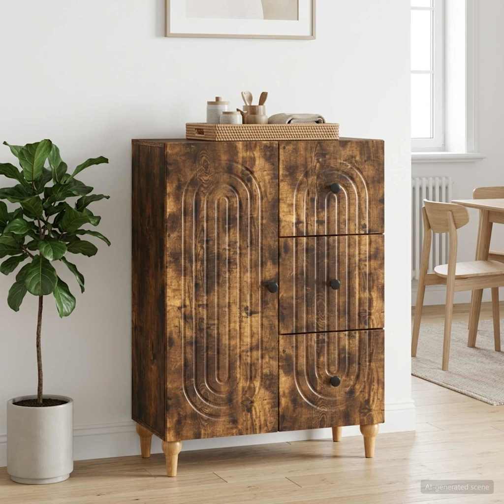 Sideboard Smoked Oak 66 x 34.5 x 90 cm Engineered Wood