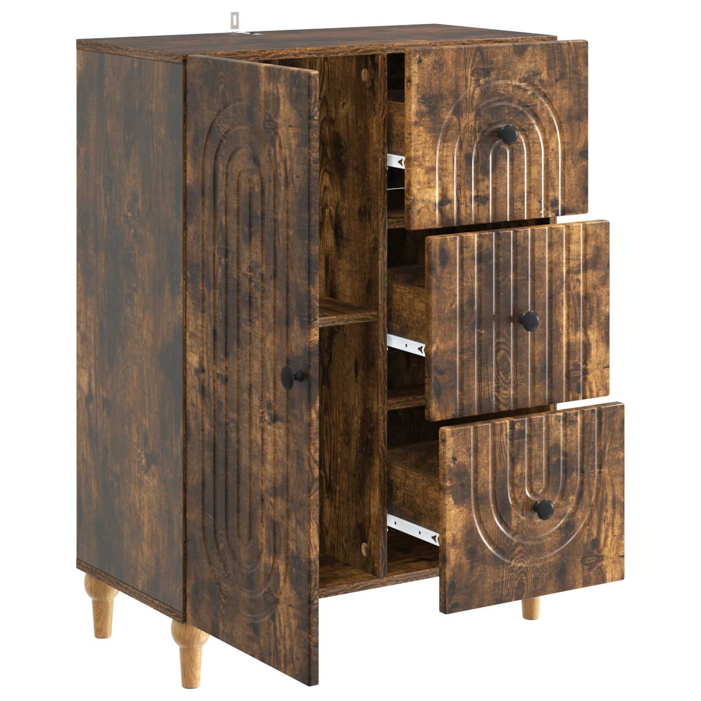 Sideboard Smoked Oak 66 x 34.5 x 90 cm Engineered Wood