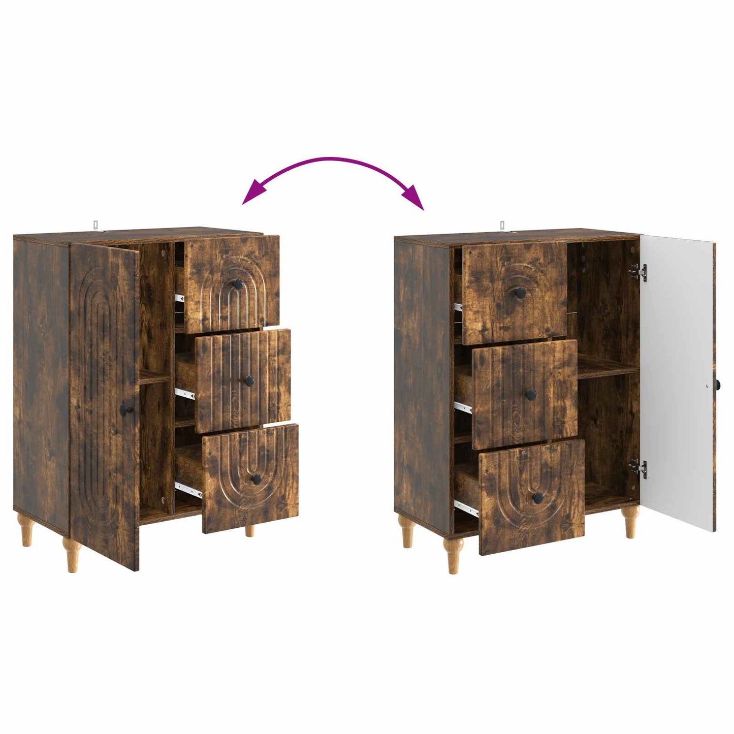 Sideboard Smoked Oak 66 x 34.5 x 90 cm Engineered Wood