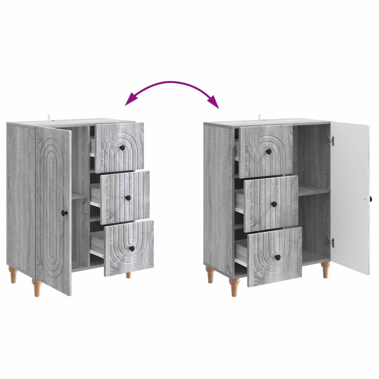 Sideboard Grey Sonoma 66 x 34.5 x 90 cm Engineered Wood