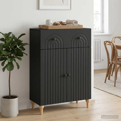 Sideboard with Drawer Black 66 x 34.5 x 90 cm Engineered Wood