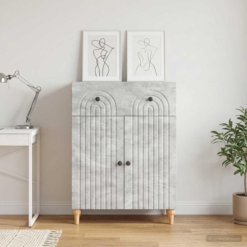 Sideboard Concrete Grey 66 x 34.5 x 90 cm Engineered Wood