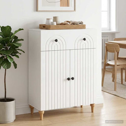 Sideboard High Gloss White 66 x 34.5 x 90 cm Engineered Wood