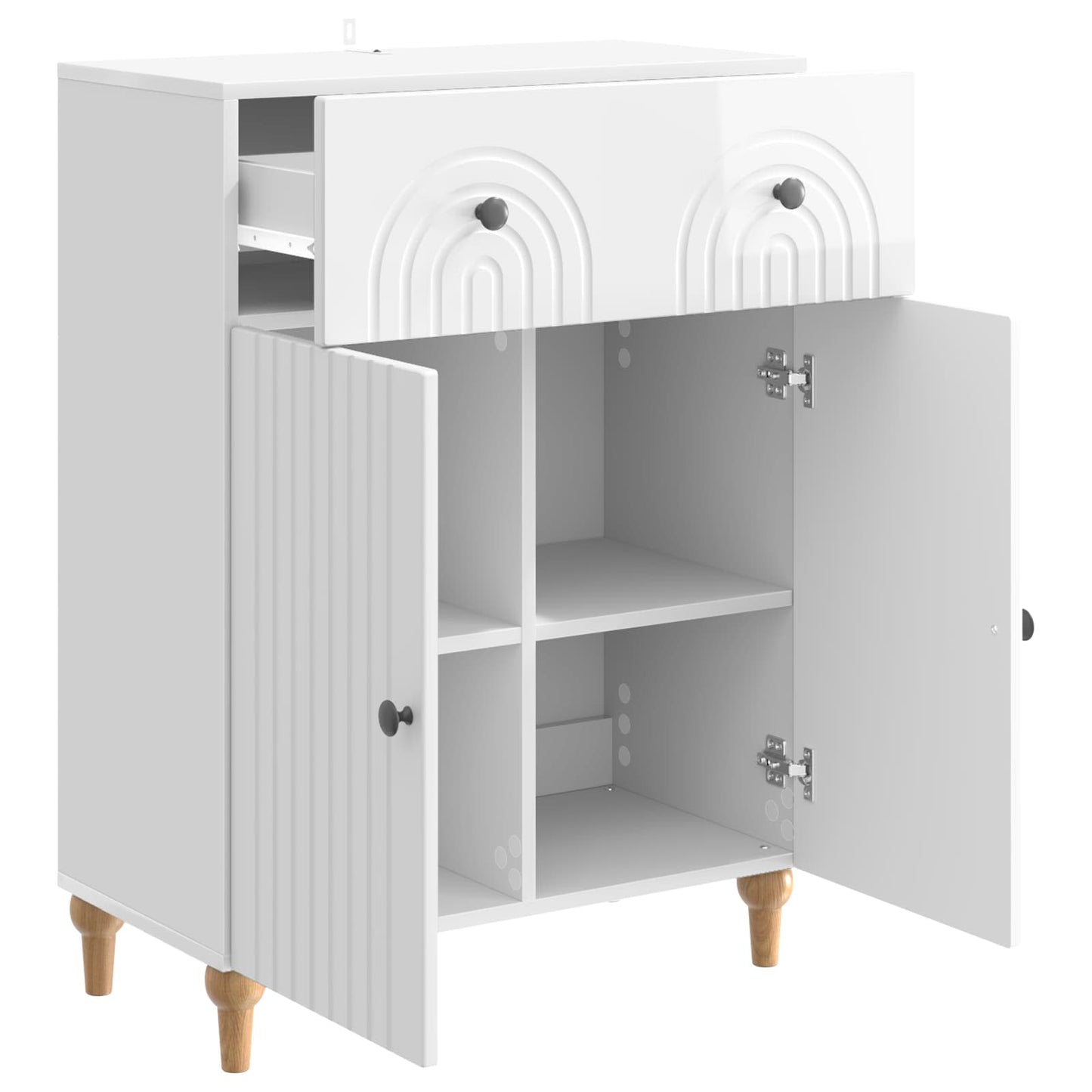 Sideboard High Gloss White 66 x 34.5 x 90 cm Engineered Wood