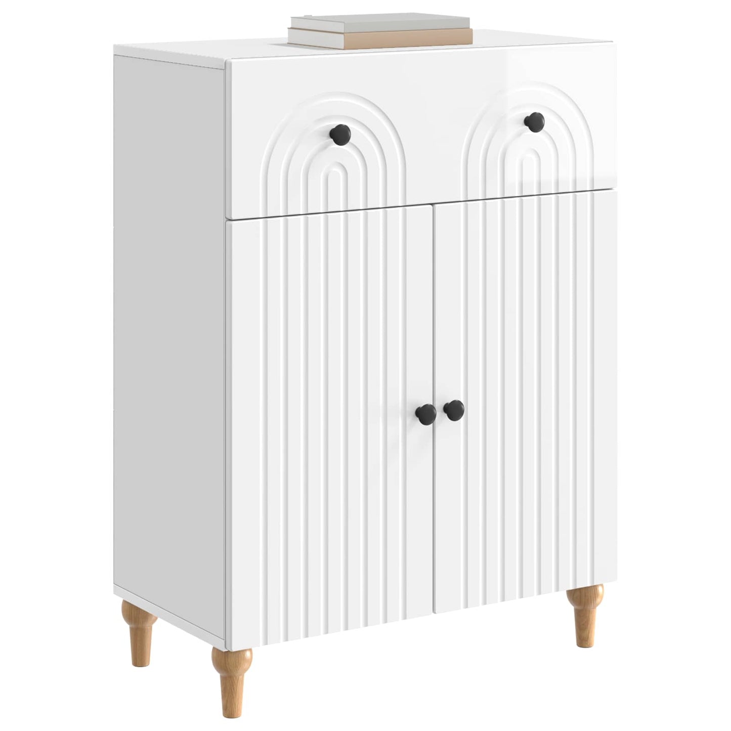 Sideboard High Gloss White 66 x 34.5 x 90 cm Engineered Wood