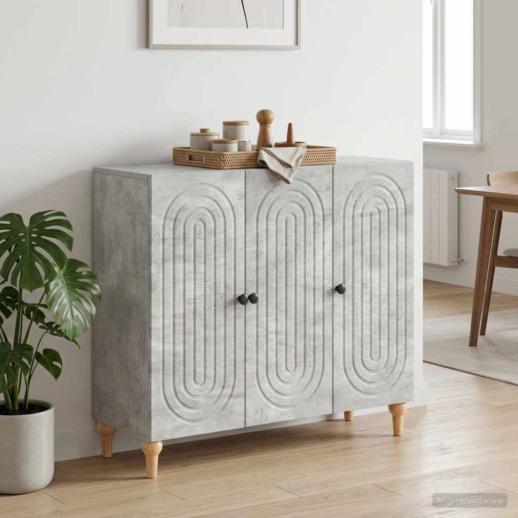 Sideboard Concrete Grey 89 x 34.5 x 80 cm Engineered Wood