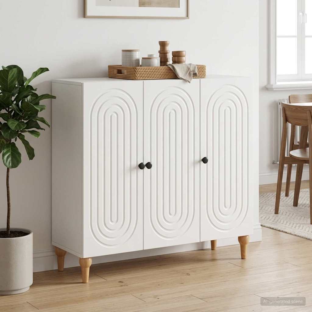Sideboard High Gloss White 89 x 34.5 x 80 cm Engineered Wood