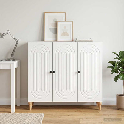 Sideboard High Gloss White 89 x 34.5 x 80 cm Engineered Wood