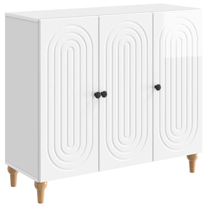 Sideboard High Gloss White 89 x 34.5 x 80 cm Engineered Wood