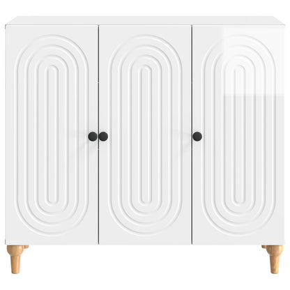 Sideboard High Gloss White 89 x 34.5 x 80 cm Engineered Wood