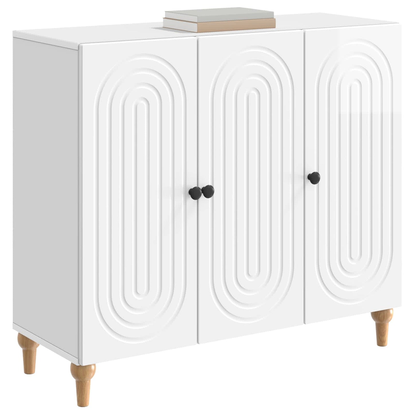 Sideboard High Gloss White 89 x 34.5 x 80 cm Engineered Wood