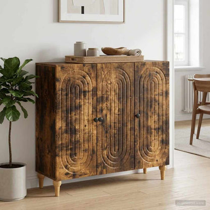 Sideboard Smoked Oak 89 x 34.5 x 80 cm Engineered Wood