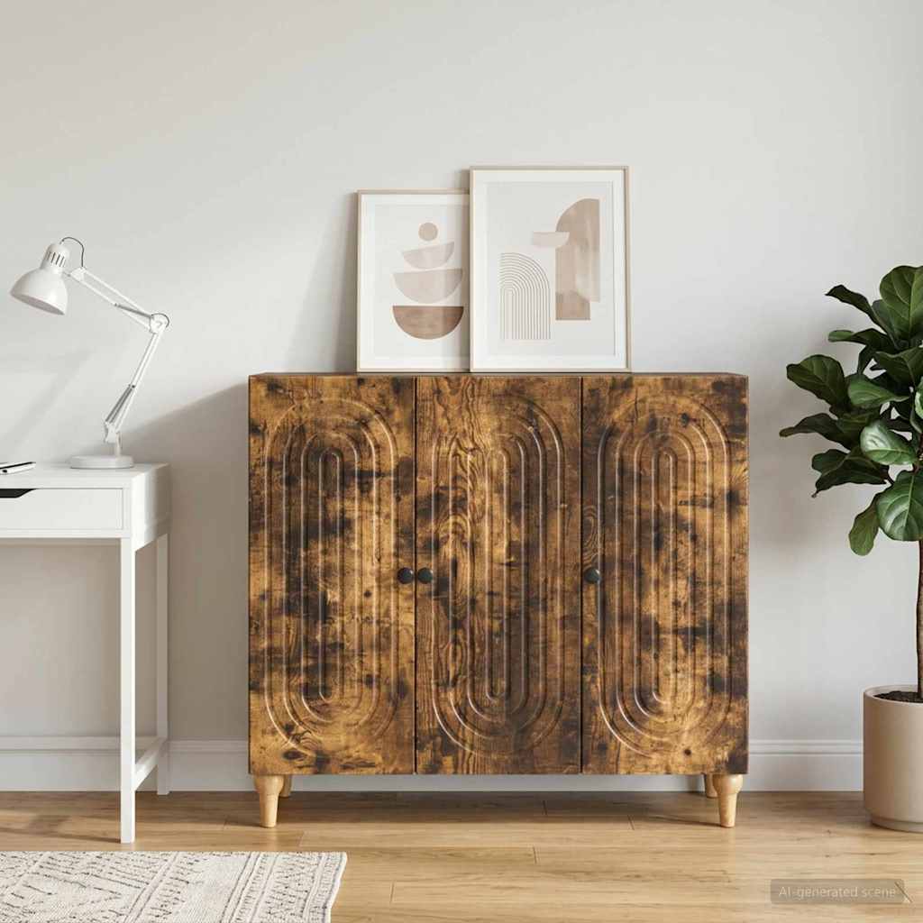 Sideboard Smoked Oak 89 x 34.5 x 80 cm Engineered Wood
