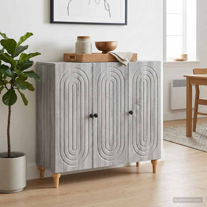 Sideboard Grey Sonoma 89 x 34.5 x 80 cm Engineered Wood