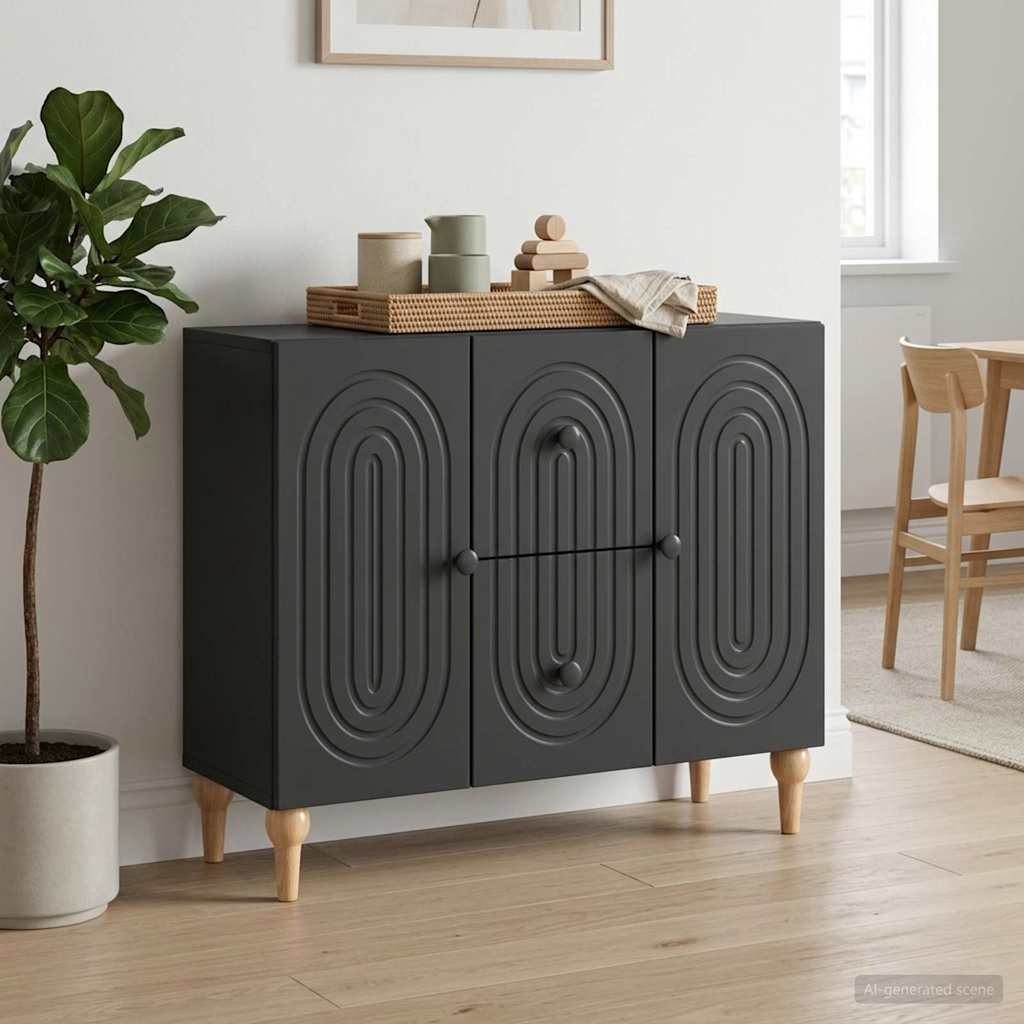 TV Cabinet with Drawer Black 89 x 34.5 x 60 cm Engineered Wood