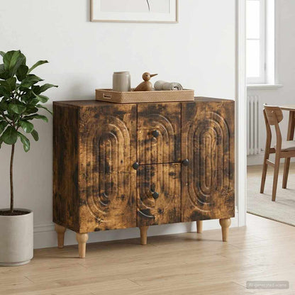 TV Cabinet Smoked Oak 89 x 34.5 x 60 cm Engineered Wood