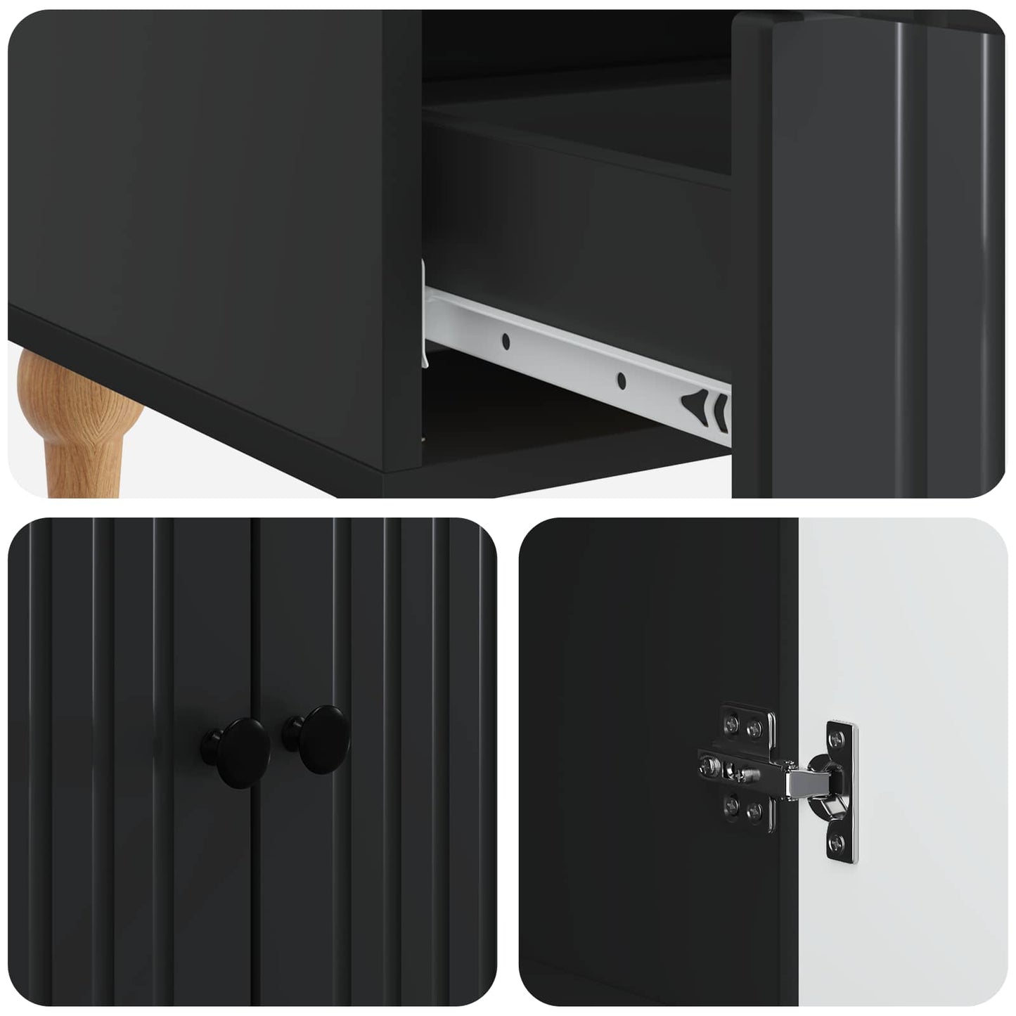 Sideboard Black 66 x 34.5 x 95 cm Engineered Wood