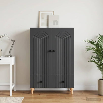 Sideboard with Drawer Black 66 x 34.5 x 95 cm Engineered Wood