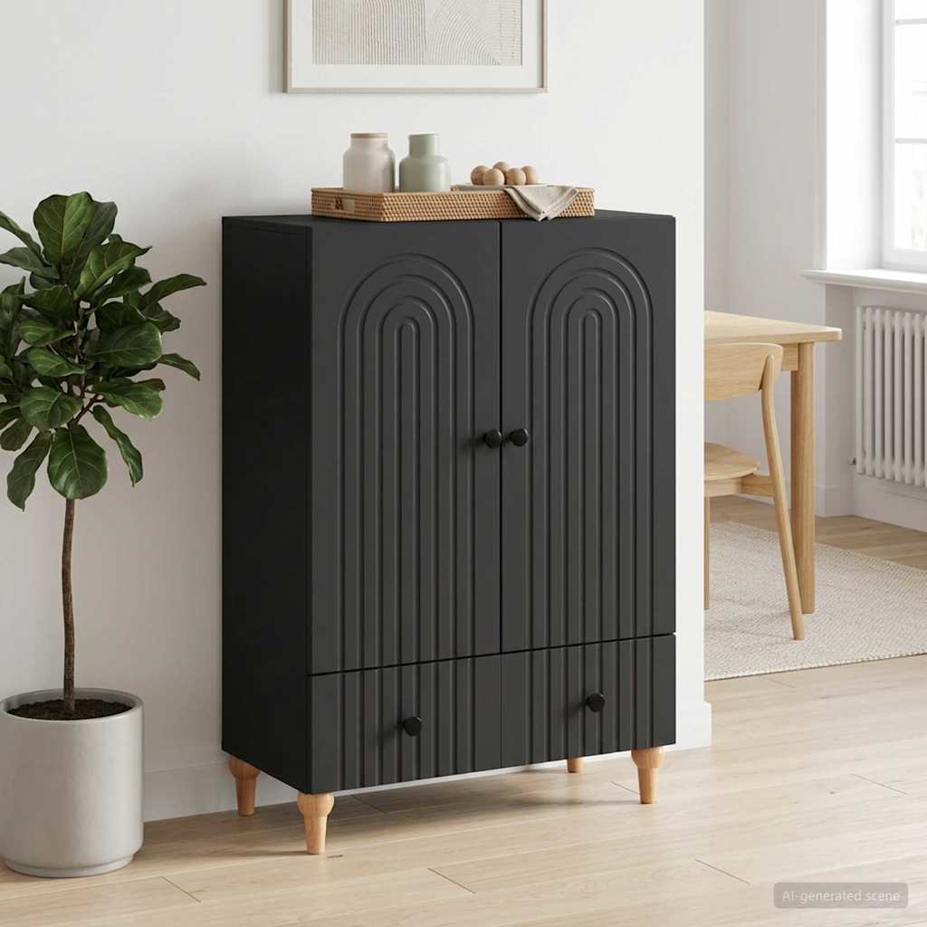 Sideboard Black 66 x 34.5 x 95 cm Engineered Wood