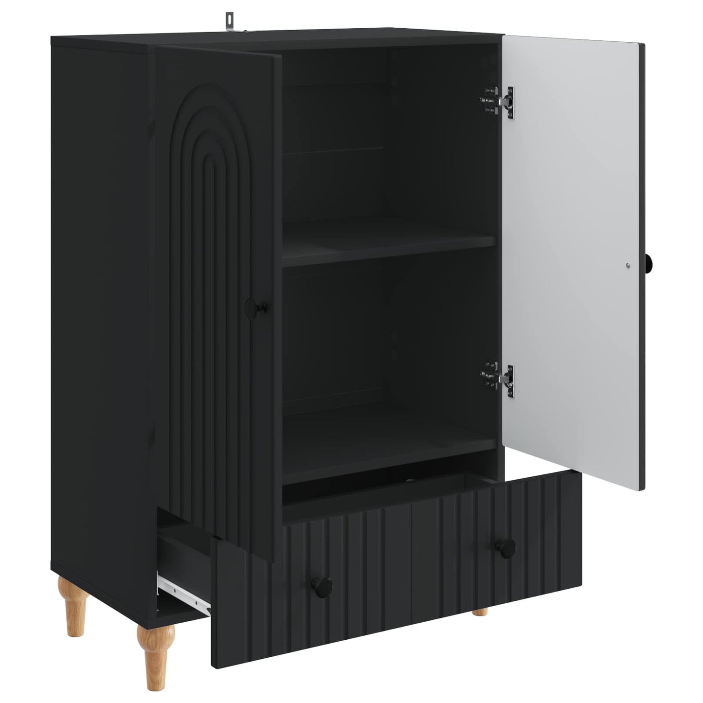 Sideboard Black 66 x 34.5 x 95 cm Engineered Wood