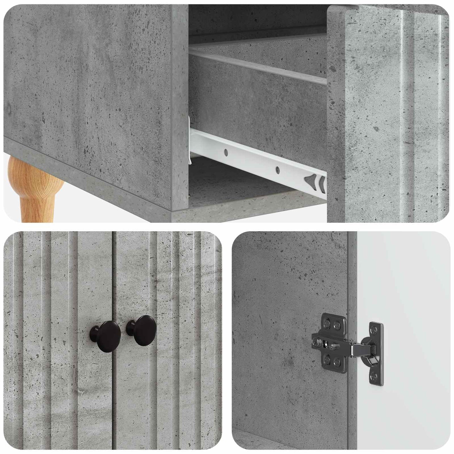 Sideboard Concrete Grey 66 x 34.5 x 95 cm Engineered Wood