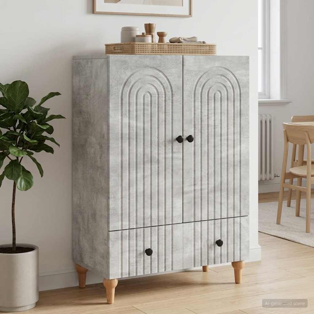 Sideboard Concrete Grey 66 x 34.5 x 95 cm Engineered Wood