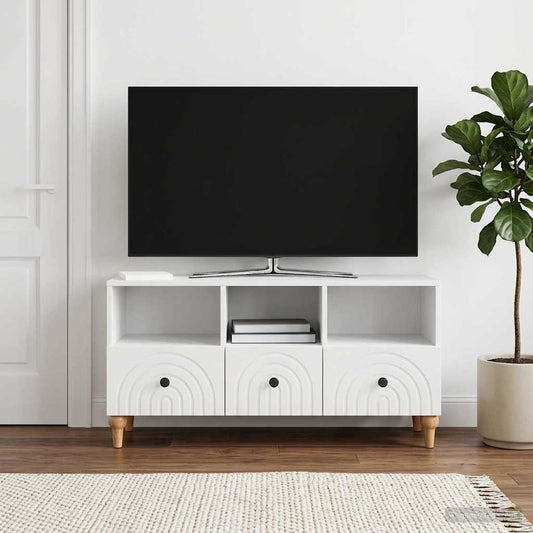 TV Cabinet High Gloss White 102 x 34.5 x 50 cm Engineered Wood