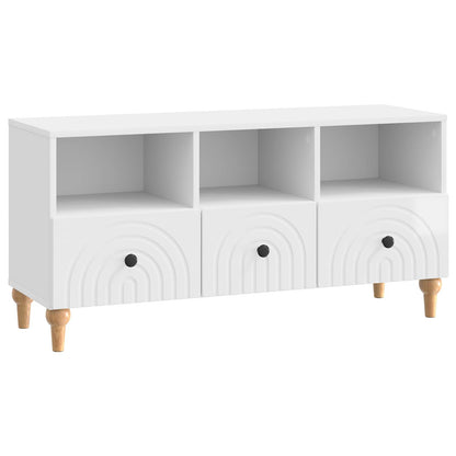 TV Cabinet 102 x 34.5 x 50 cm High Gloss White Engineered Wood