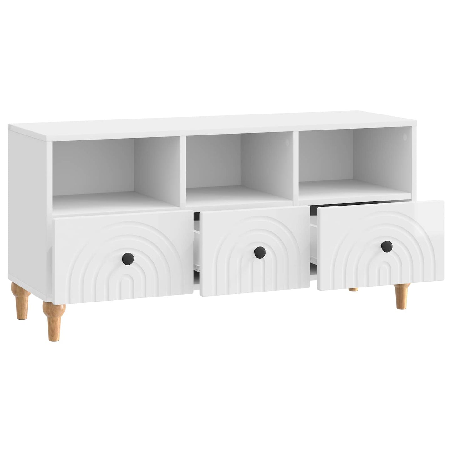 TV Cabinet 102 x 34.5 x 50 cm High Gloss White Engineered Wood