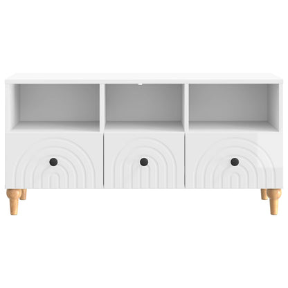 TV Cabinet 102 x 34.5 x 50 cm High Gloss White Engineered Wood