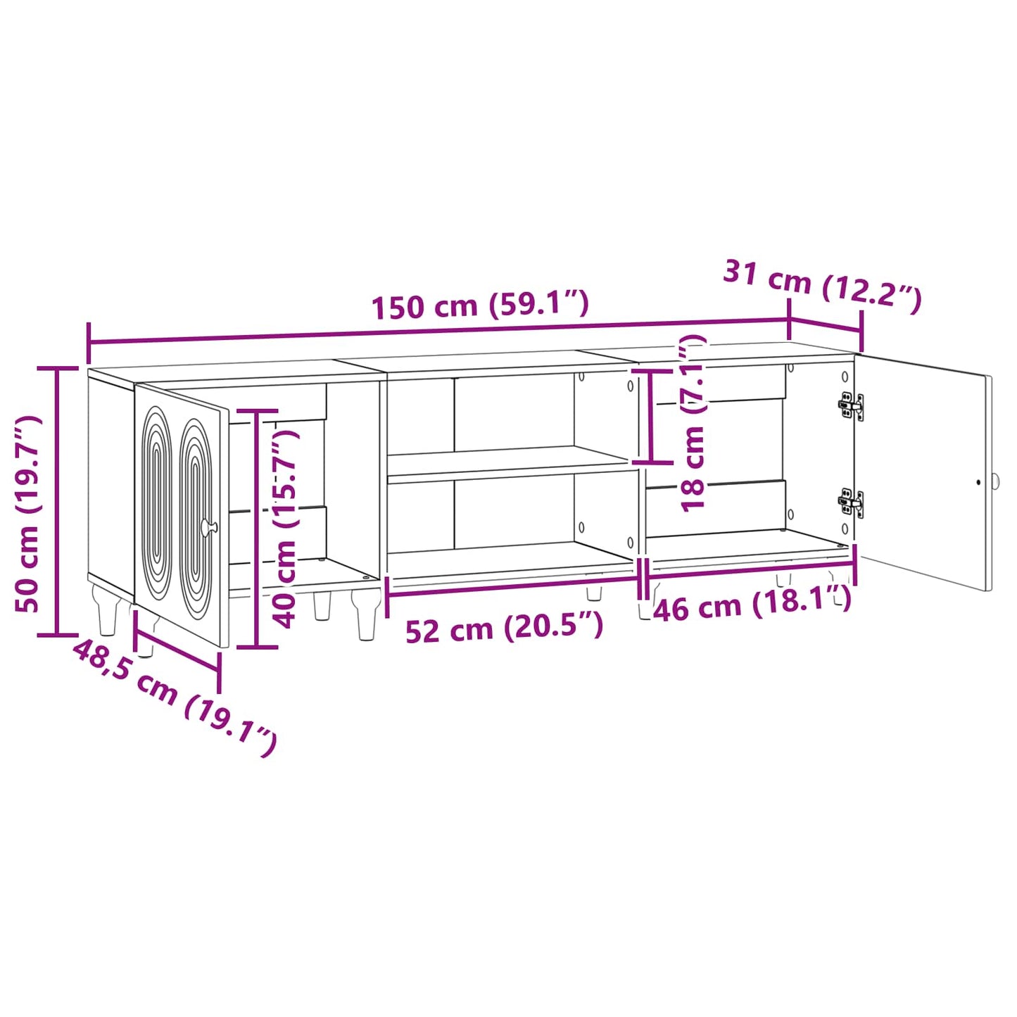 TV Cabinet 150 x 31 x 50 cm Concrete Grey Engineered Wood