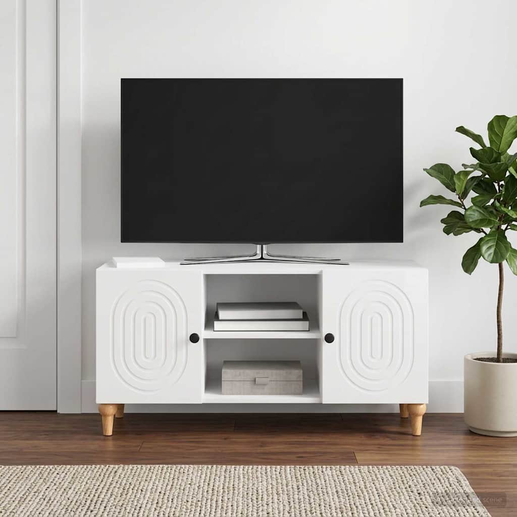 TV Cabinet High Gloss White 102 x 34.5 x 50 cm Engineered Wood
