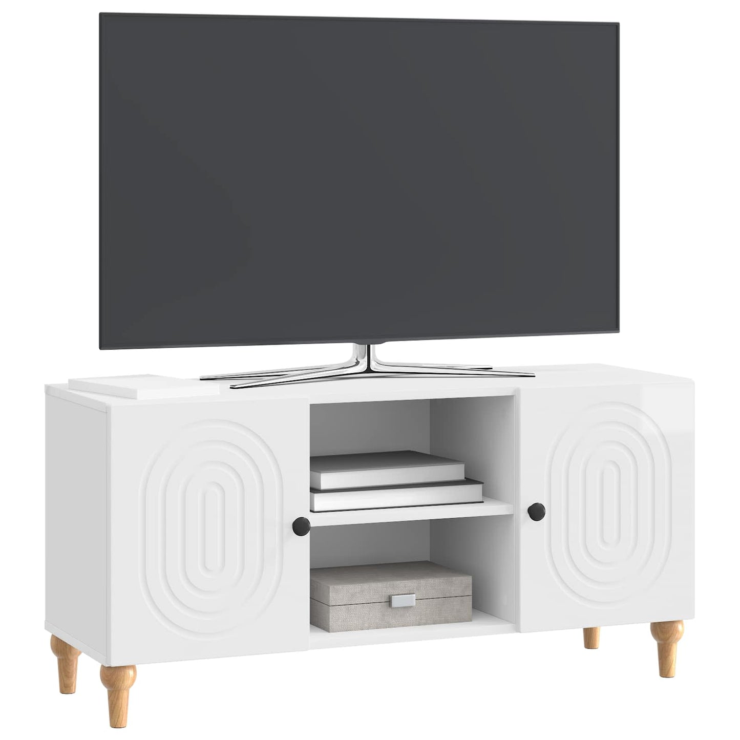 TV Cabinet High Gloss White 102 x 34.5 x 50 cm Engineered Wood