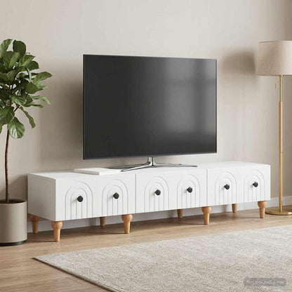 TV Cabinet with Drawer White 147 x 34.5 x 30 cm Engineered Wood