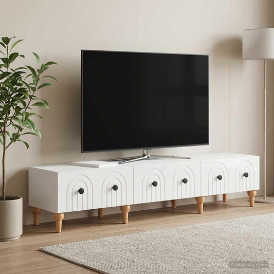 TV Cabinet High Gloss White 147 x 34.5 x 30 cm Engineered Wood
